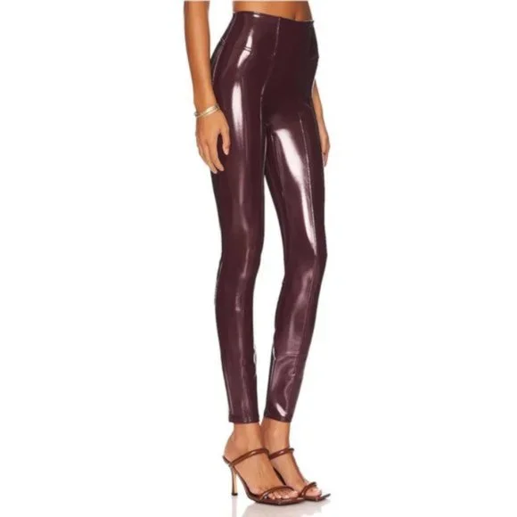 Spanx Faux Patent Leather Leggings in Color Ruby